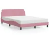 Image de vidaXL Bed met matras fluweel roze 140x190 cm3208396