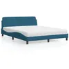 Image de vidaXL Lit avec matelas bleu 160x200 cm velours 3208435