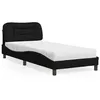 Image de vidaXL Lit avec matelas noir 90x190 cm tissu, meuble de chambre à coucher, lit simple, cadre de lit incurvé, sommier, lit en 3208501