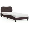 Image de vidaXL Lit avec matelas marron foncé 90x190 cm tissu, meuble de chambre à coucher, lit simple, cadre de lit incurvé, sommier, lit en tissu 3208502