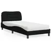 Image de vidaXL Lit avec matelas noir 90x200 cm tissu, meuble de chambre à coucher, lit simple, cadre de lit incurvé, sommier, lit en 3208508