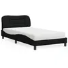 Image de vidaXL Lit avec matelas noir 100x200 cm tissu, meuble de chambre à coucher, lit simple, cadre de lit incurvé, sommier, lit 3208515