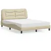 Image de vidaXL Lit avec matelas crème 120x200 cm tissu, meuble de chambre à coucher, lit double, cadre de lit incurvé, sommier, lit 3208525