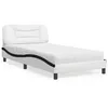 Image de vidaXL Lit avec matelas blanc et noir 100x200 cm similicuir 3208709