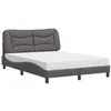 Image de Lit vidaxl 208 x 145 x 74.5 cm en similicuir sommier a lattes pour 2 personnes de couleur