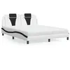 Image de vidaXL Lit avec Matelas, Lit Rembourré avec Coussin de Tête de Lit, Lit Double, Lit Adulte, Meuble de Chambre à Coucher Intérieur, Blanc et Noir 160x200 cm Similicuir