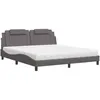 Image de Lit vidaxl 218 x 185 x 74.5 cm en similicuir sommier a lattes pour 2 personnes de couleur