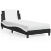 Image de vidaXL Lit avec Matelas, Lit Rembourré avec Coussin de Tête de Lit, Lit Simple, Lit Adulte, Meuble de Chambre à Coucher Intérieur, Noir et Blanc 90x190 cm Similicuir