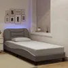 Image de vidaXL Cadre de Lit avec Lumières LED, Lit Simple avec Coussin de Tête de Lit, Lit Adulte, Meuble de Chambre, Moderne, Taupe 3213673