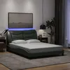 Image de vidaXL Cadre de Lit avec Lumières LED, Lit Double avec Coussin de Tête de Lit, Lit Adulte, Meuble de Chambre, Moderne, Gris 3213698
