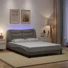 Image de vidaXL Bedframe met LED-verlichting stof taupe 140x190 cm3213701