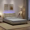 Image de vidaXL Bedframe met LED zonder matras 140x200 cm stof cràme3213709