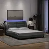Image de vidaXL Bedframe met LED zonder matras 160x200 cm stof lichtgrijs3213711