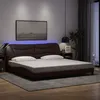 Image de vidaXL Bedframe met LED zonder matras 200x200 cm stof donkerbruin3213728