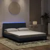 Image de vidaXL Cadre de Lit avec Lumières LED, Lit Rembourré avec Sommier à Lattes, Lit Double, Lit Adulte, Moderne, Gris Foncé 3213788