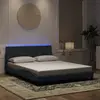 Image de Vidaxl Cadre de lit avec LED, Gris foncé, 160x200 cm, Velours