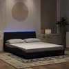 Image de vidaXL Cadre de Lit avec Lumières LED, Lit Rembourré avec Sommier à Lattes, Lit Double, Lit Adulte, Moderne, Noir 160x200 cm 3213789