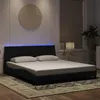 Image de vidaXL Cadre de Lit avec Lumières LED, Lit Rembourré avec Sommier à Lattes, Lit Double, Lit Adulte, Moderne, Noir 180x200 cm 3213795