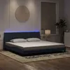 Image de vidaXL Cadre de Lit avec Lumières LED, Lit Rembourré avec Sommier à Lattes, Lit Double, Lit Adulte, Moderne, Gris Foncé 3213800