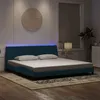 Image de vidaXL Cadre de Lit avec Lumières LED, Lit Rembourré avec Sommier à Lattes, Lit Double, Lit Adulte, Moderne, Bleu 200x200 cm 3213803