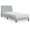 Image de vidaXL Bedframe met LED-verlichting fluweel lichtgrijs 90x190 cm3213825