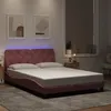 Image de vidaXL Bedframe met LED-verlichting fluweel roze 140x200 cm3213860