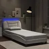 Image de vidaXL Cadre de Lit avec Lumières LED, Lit Rembourré, Lit Simple, Lit Adulte de Chambre à Coucher Intérieur, Moderne, Blanc 3213900
