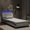 Image de vidaXL Cadre de Lit avec Lumières LED, Lit Rembourré, Lit Simple, Lit Adulte de Chambre à Coucher Intérieur, Moderne, Blanc 3213905