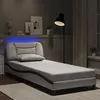 Image de vidaXL Cadre de Lit avec Lumières LED, Lit Rembourré, Lit Simple, Lit Adulte de Chambre à Coucher Intérieur, Moderne, Blanc 3213912