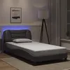 Image de vidaXL Cadre de Lit avec Lumières LED, Lit Rembourré, Lit Simple, Lit Adulte de Chambre à Coucher Intérieur, Moderne, Gris 3213916