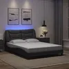Image de vidaXL Cadre de Lit avec Lumières LED, Lit Rembourré, Lit Double, Lit Adulte de Chambre à Coucher Intérieur, Moderne, Gris 3213923