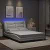 Image de vidaXL Cadre de Lit avec Lumières LED, Lit Rembourré, Lit Double, Lit Adulte de Chambre à Coucher Intérieur, Moderne, Blanc 3213928