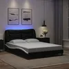 Image de vidaXL Cadre de Lit avec Lumières LED, Lit Rembourré, Lit Double, Lit Adulte de Chambre à Coucher Intérieur, Moderne, Noir 3213939