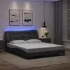Image de vidaXL Cadre de Lit avec Lumières LED, Lit Rembourré, Lit Double, Lit Adulte de Chambre à Coucher Intérieur, Moderne, Gris 3213944