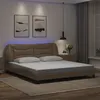 Image de vidaXL Bedframe met LED-verlichting kunstleer cappuccino 180x200 cm3213952