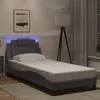 Image de vidaXL Bedframe met LED-verlichting kunstleer grijs 80x200 cm3213983