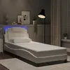 Image de vidaXL Cadre de Lit avec Lumières LED, Lit Rembourré avec Coussin, Lit Simple, Lit Adulte Chambre, Moderne, Blanc 90x190 cm 3213988