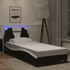 Image de vidaXL Cadre de Lit avec Lumières LED, Lit Rembourré avec Coussin, Lit Simple, Lit Adulte Chambre, Moderne, Noir Blanc 90x190 cm Similicuir 3213992
