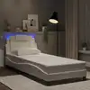 Image de Vidaxl Cadre de lit avec LED, Blanc, 90x200 cm, Cuir Artificiel