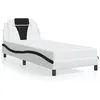 Image de vidaXL Bedframe met LED-verlichting kunstleer wit en zwart 90x200 cm3214000