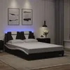 Image de vidaXL Bedframe met LED-verlichting kunstleer zwart en wit 140x190 cm3214020