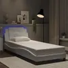 Image de vidaXL Bedframe met LED-verlichting kunstleer wit 90x190 cm3214076