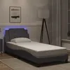 Image de vidaXL Cadre de Lit avec Lumières LED, Lit Rembourré, Lit Simple, Lit Adulte de Chambre à Coucher Intérieur, Moderne, Gris 3214078