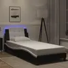 Image de vidaXL Cadre de Lit avec Lumières LED, Lit Rembourré, Lit Simple, Lit Adulte de Chambre à Coucher Intérieur, Moderne, Noir Blanc 90x190 cm Similicuir
