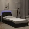 Image de vidaXL Cadre de Lit avec Lumières LED, Lit Rembourré, Lit Simple, Lit Adulte de Chambre à Coucher Intérieur, Moderne, Noir 3214089