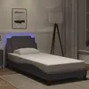 Image de vidaXL Bedframe met LED-verlichting kunstleer grijs 100x200 cm3214092