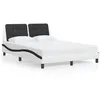Image de vidaXL Bedframe met LED-verlichting kunstleer wit en zwart 140x190 cm3214109