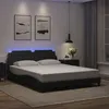 Image de vidaXL Cadre de lit avec lumières LED noir 160x200 cm similicuir, lit, sommier, lit en similicuir, meuble de chambre à 3214117