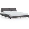 Image de vidaXL Cadre de Lit avec Lumières LED, Lit Double avec Coussin de Tête de Lit, Lit Adulte, Meuble de Chambre, Moderne, Gris 180x200 cm Similicuir