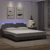 Image de Vidaxl Cadre de lit avec LED, Gris, 180x200 cm, Cuir Artificiel